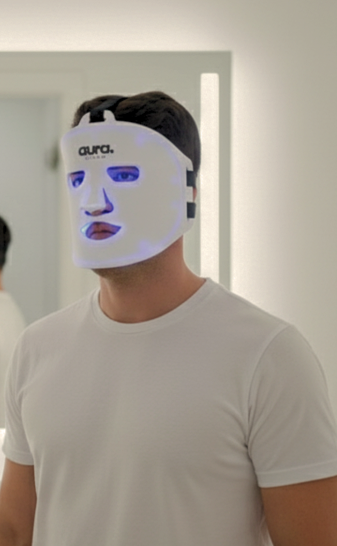 Aura Sweden LED Face Mask in use