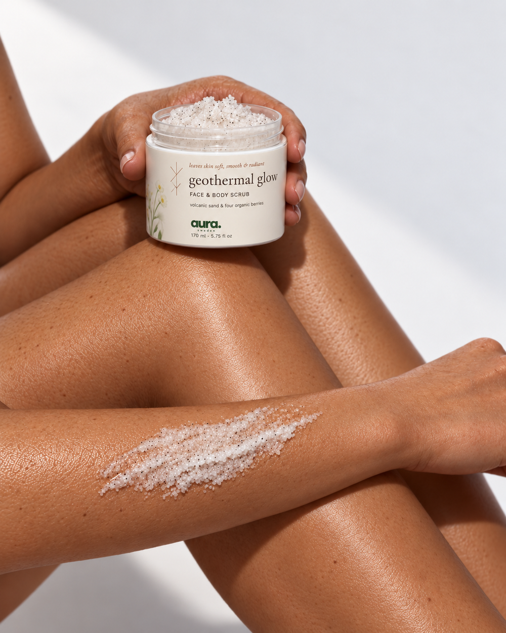 aura sweden geothermal glow face and body scrub 