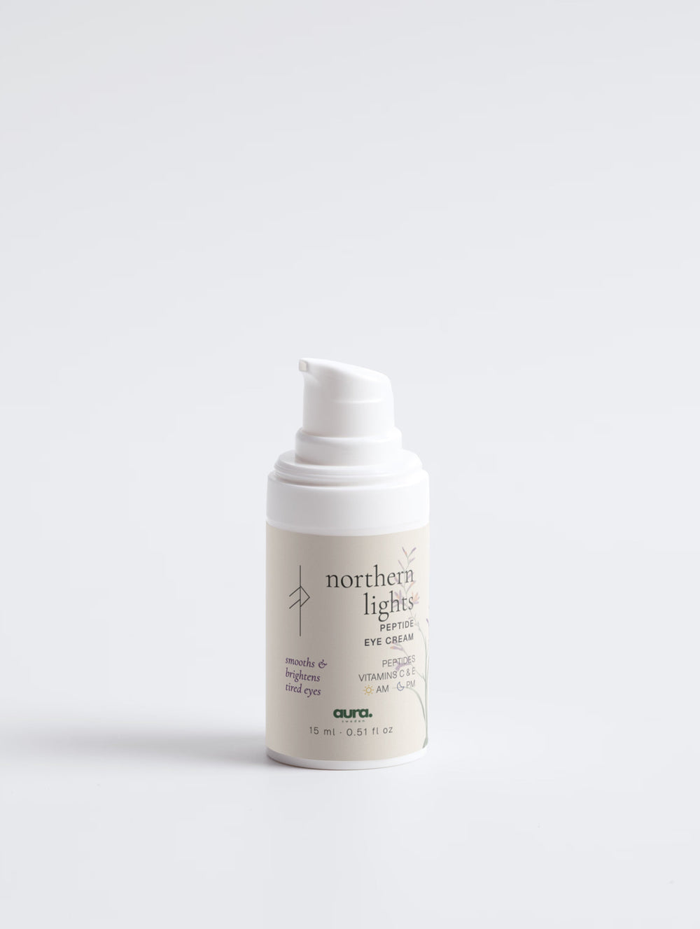 A single pump bottle of Northern Lights eye cream.